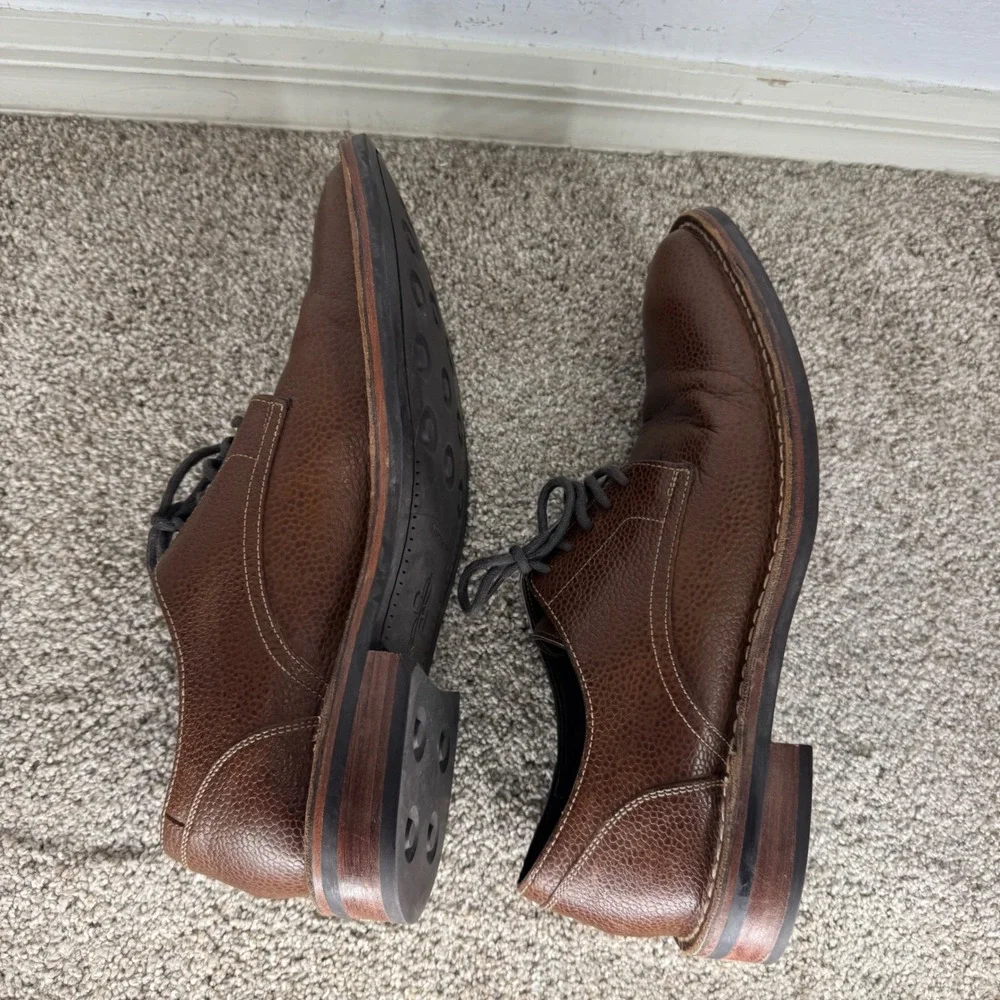 Cole Haan Mens 10.5M Brown‎ Pebbled Leather Derby Shoes Lace Up Oxfords Casual